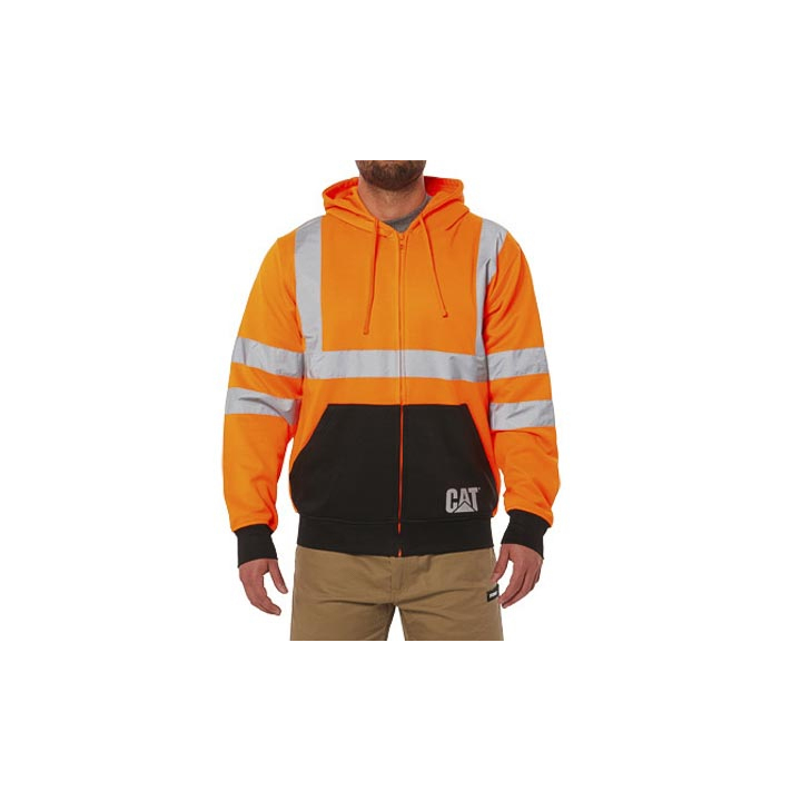 Caterpillar Clothing South Africa - Cat Men's Hi Vis Full Zip Hoodies Orange QX0619823